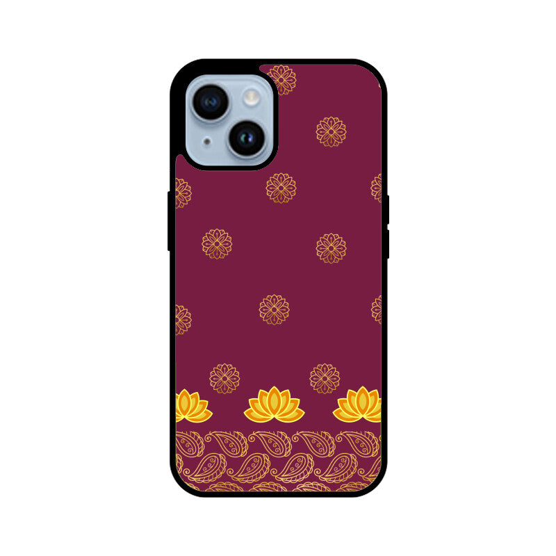 Royal India Art Burgundy and Gold Lotus Paisley Printed Motifs Phone Case