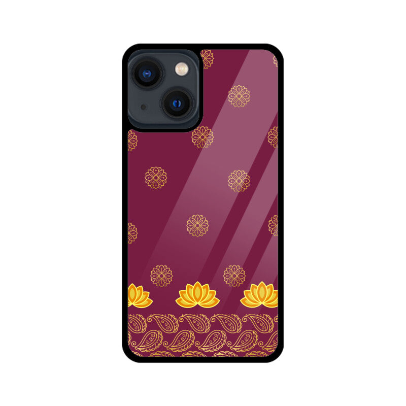 Royal India Art Burgundy and Gold Lotus Paisley Printed Motifs Phone Case