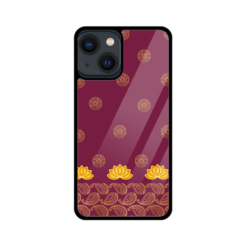 Royal India Art Burgundy and Gold Lotus Paisley Printed Motifs Phone Case