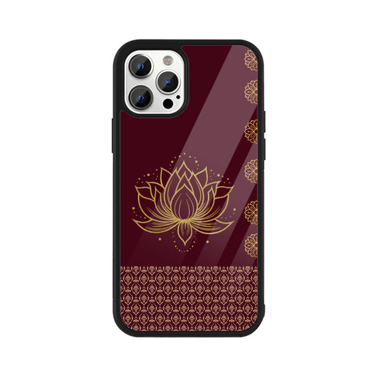 Royal India Art Maroon and Gold Lotus Printed Phone Case