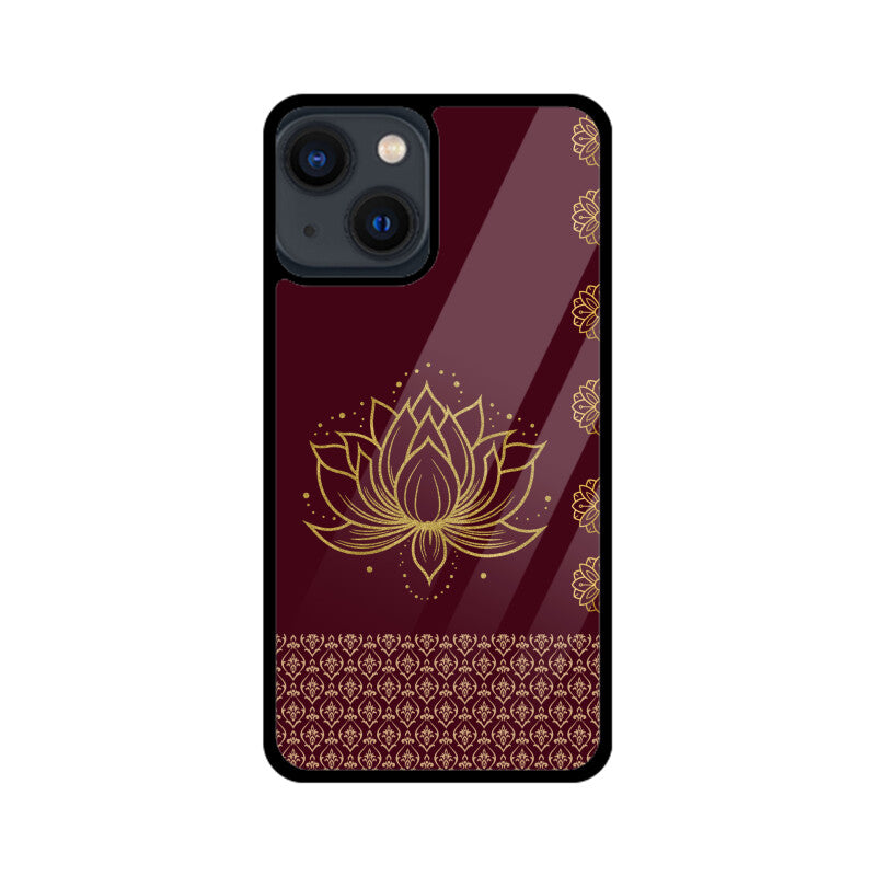 Royal India Art Maroon and Gold Lotus Printed Phone Case