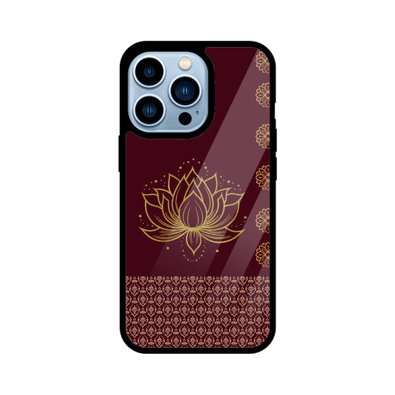 Royal India Art Maroon and Gold Lotus Printed Phone Case