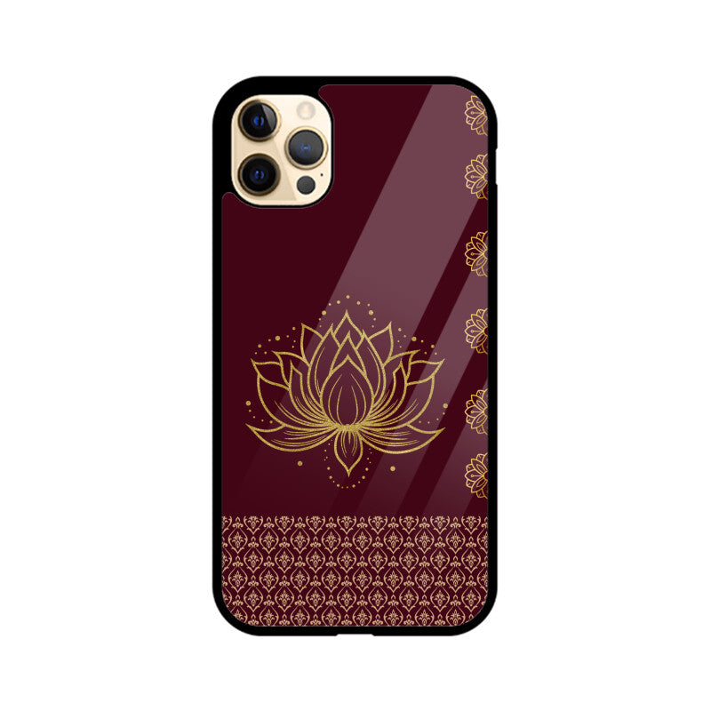 Royal India Art Maroon and Gold Lotus Printed Phone Case