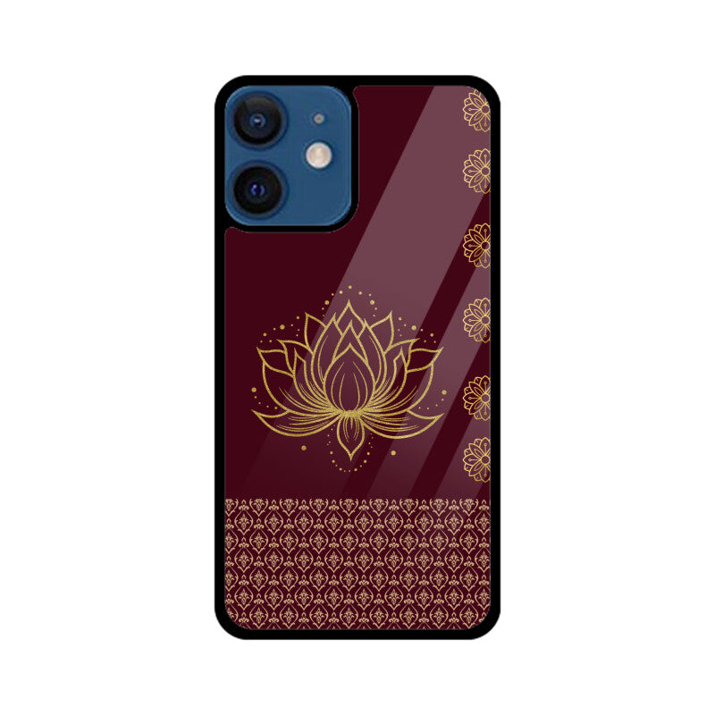 Royal India Art Maroon and Gold Lotus Printed Phone Case