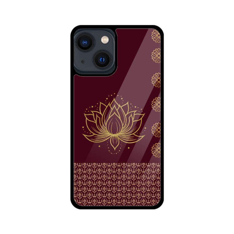 Royal India Art Maroon and Gold Lotus Printed Phone Case