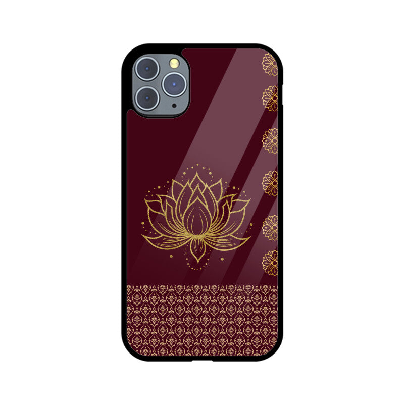 Royal India Art Maroon and Gold Lotus Printed Phone Case