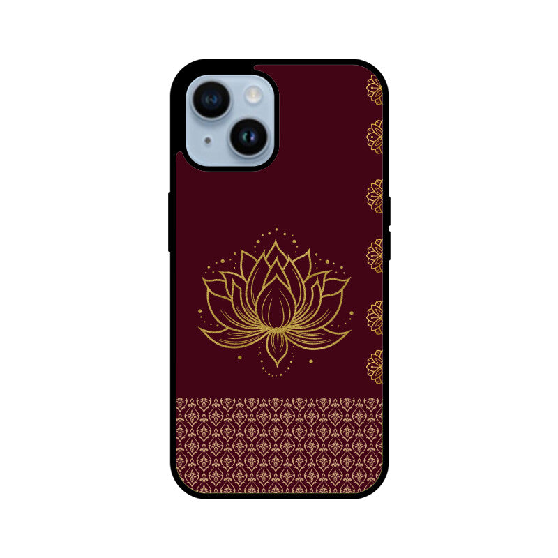 Royal India Art Maroon and Gold Lotus Printed Phone Case