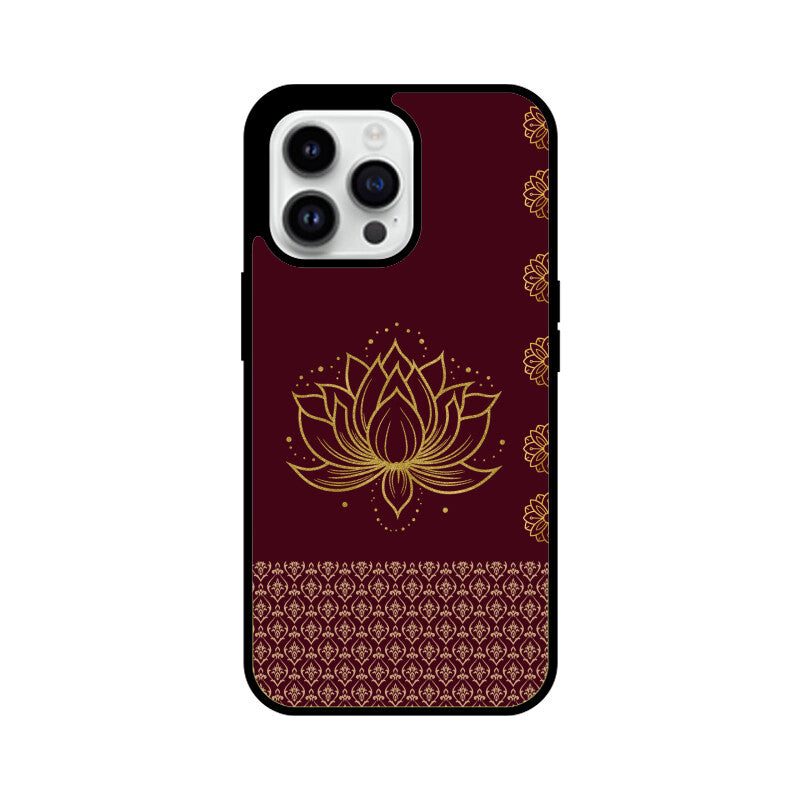 Royal India Art Maroon and Gold Lotus Printed Phone Case