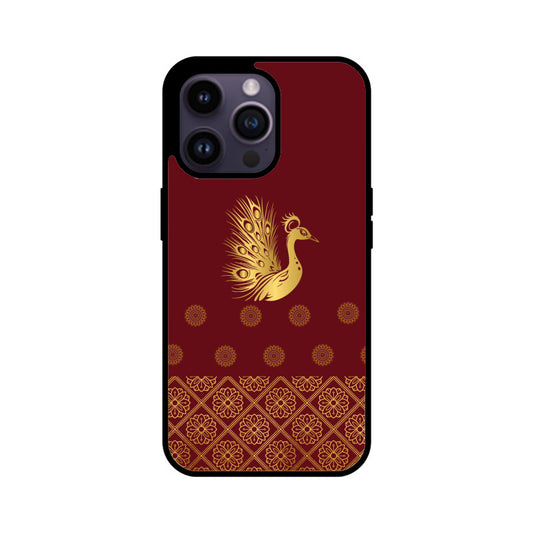 Royal India Art Gold and Maroon Peacock Phone Case