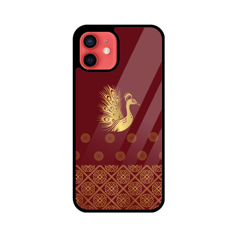 Royal India Art Gold and Maroon Peacock Phone Case