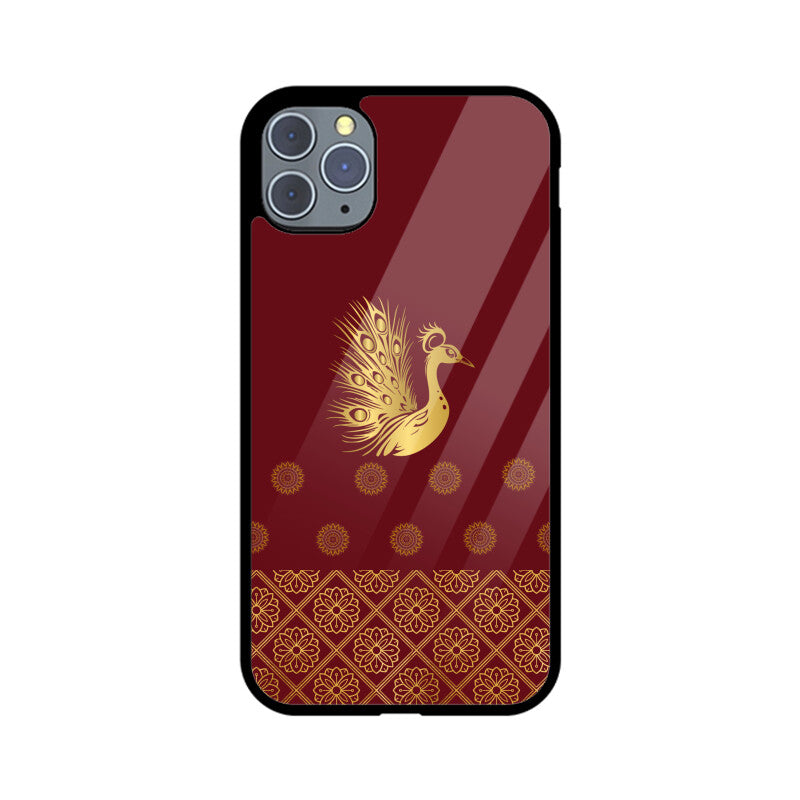 Royal India Art Gold and Maroon Peacock Phone Case