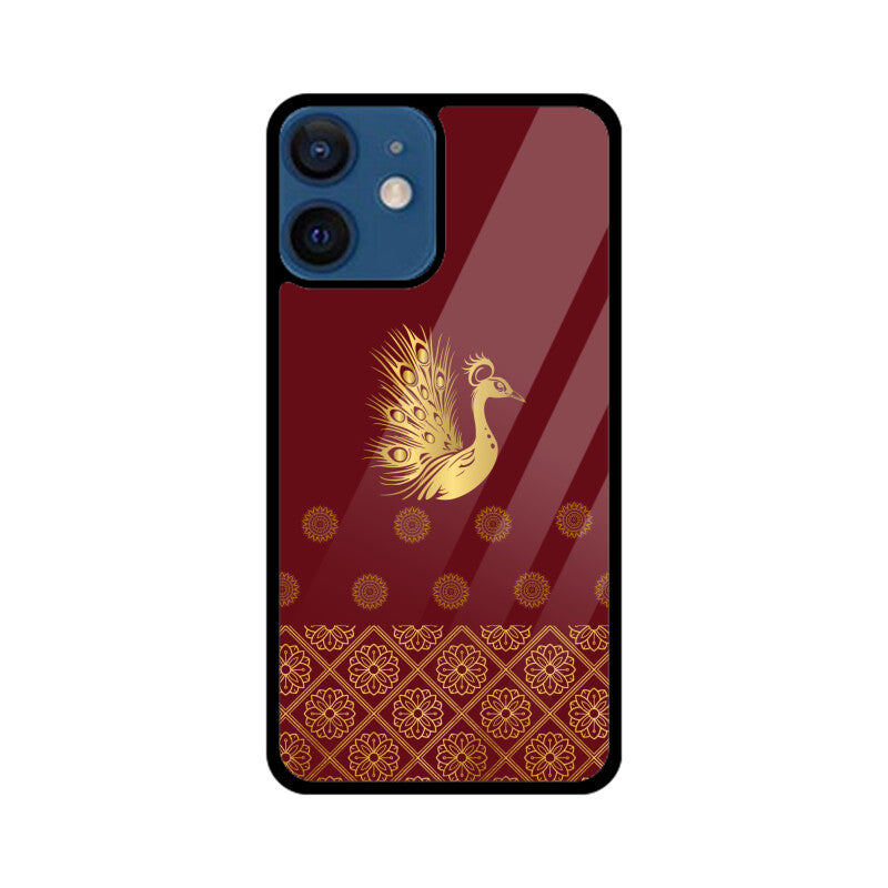 Royal India Art Gold and Maroon Peacock Phone Case