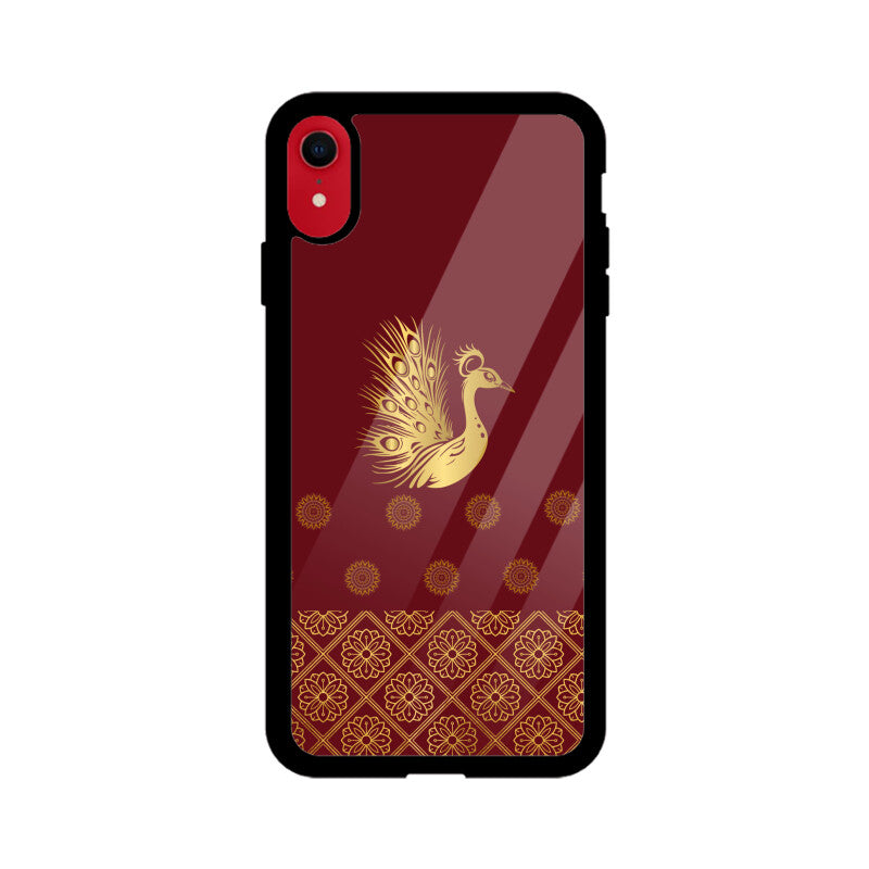 Royal India Art Gold and Maroon Peacock Phone Case