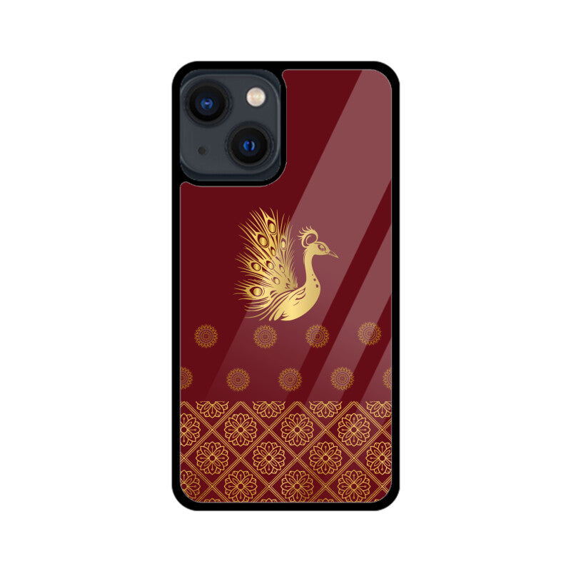 Royal India Art Gold and Maroon Peacock Phone Case