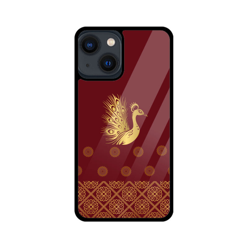 Royal India Art Gold and Maroon Peacock Phone Case