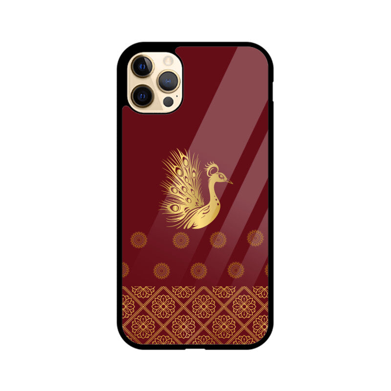 Royal India Art Gold and Maroon Peacock Phone Case