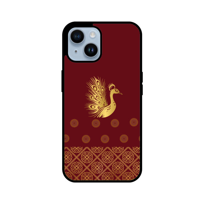 Royal India Art Gold and Maroon Peacock Phone Case