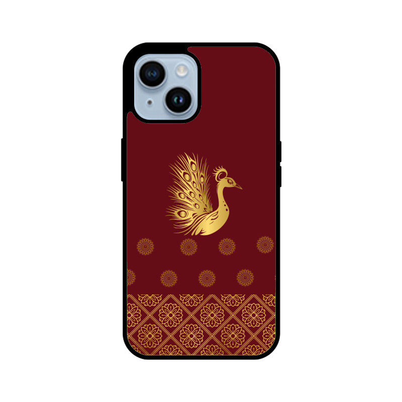 Royal India Art Gold and Maroon Peacock Phone Case