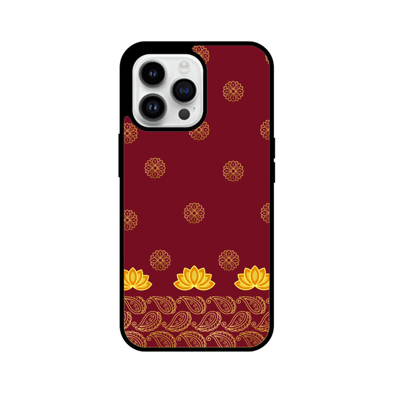 Royal India Art Maroon and Gold Lotus and Paisley Phone Case