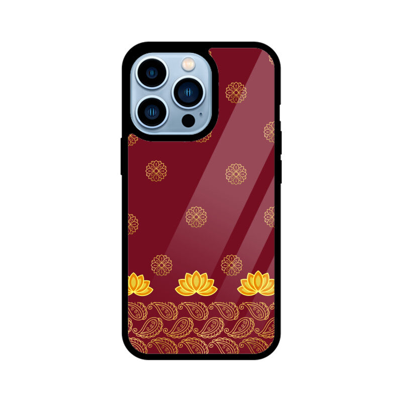 Royal India Art Maroon and Gold Lotus and Paisley Phone Case