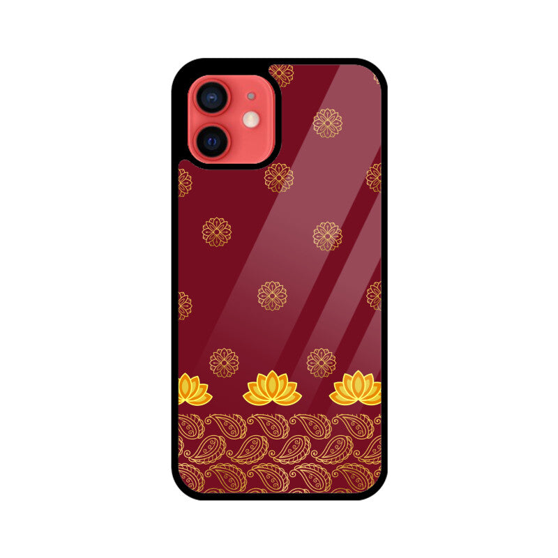 Royal India Art Maroon and Gold Lotus and Paisley Phone Case