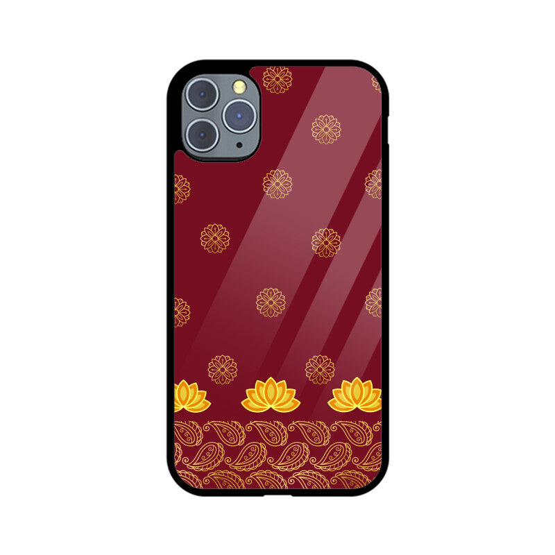 Royal India Art Maroon and Gold Lotus and Paisley Phone Case