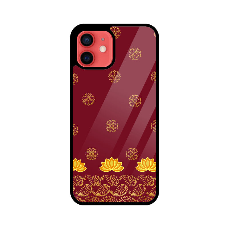 Royal India Art Maroon and Gold Lotus and Paisley Phone Case