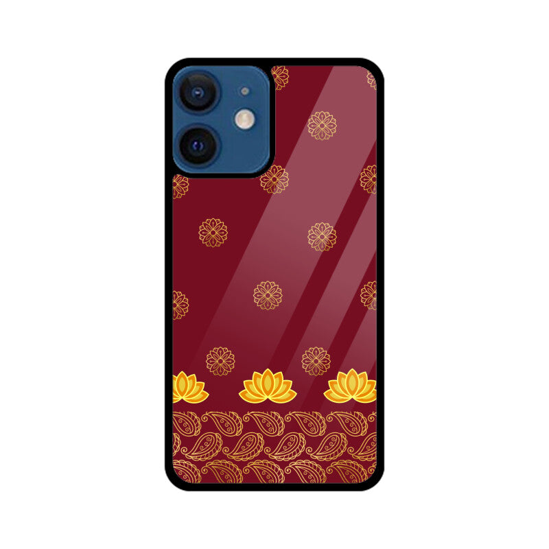 Royal India Art Maroon and Gold Lotus and Paisley Phone Case