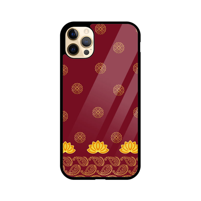 Royal India Art Maroon and Gold Lotus and Paisley Phone Case