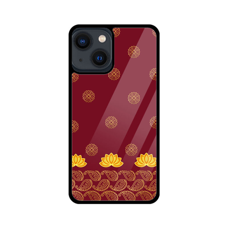 Royal India Art Maroon and Gold Lotus and Paisley Phone Case