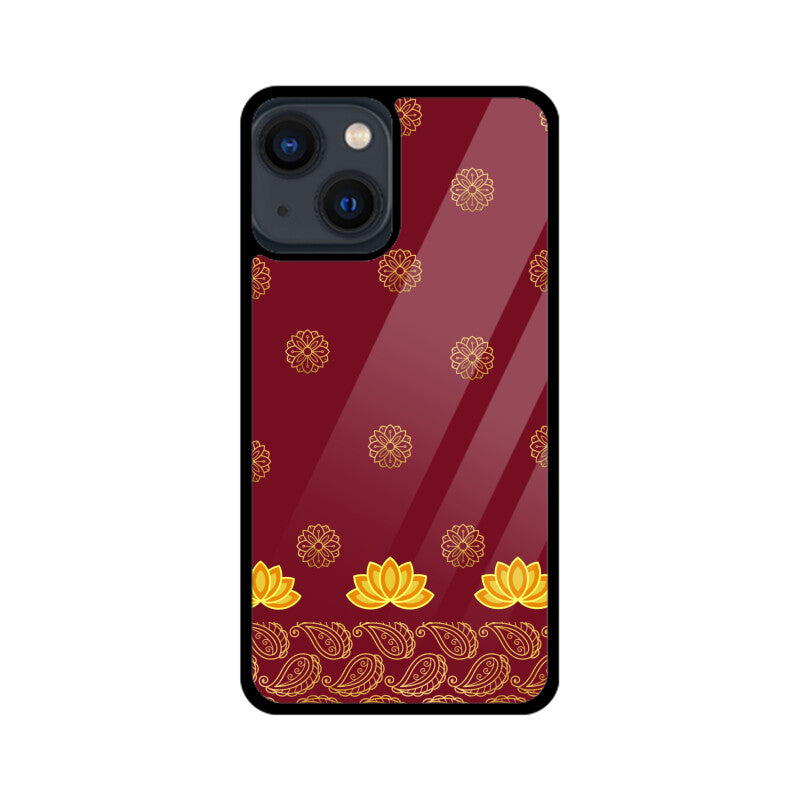 Royal India Art Maroon and Gold Lotus and Paisley Phone Case