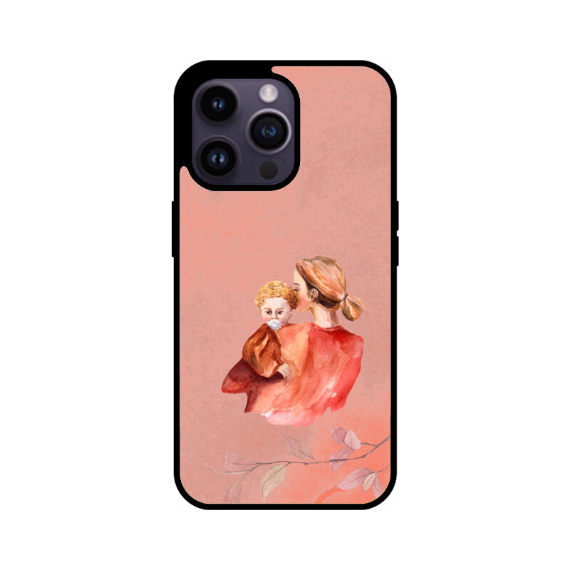 Red Colorful Soft Watercolor Texture Background Mom and Baby Phone Case