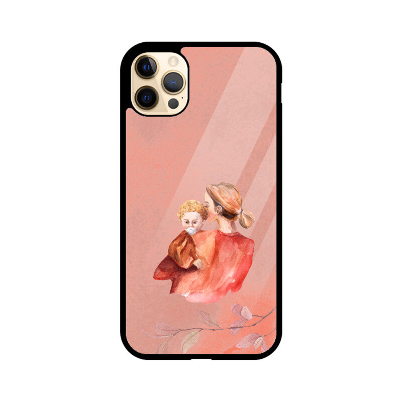 Red Colorful Soft Watercolor Texture Background Mom and Baby Phone Case