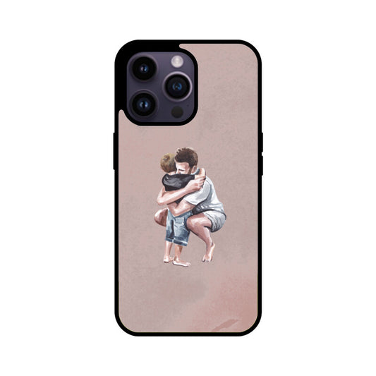 Light Brown Colorful Soft Watercolor Texture Background Dad and Son Phone Case