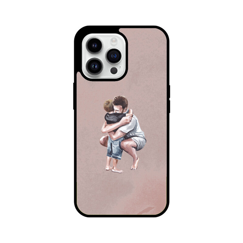 Light Brown Colorful Soft Watercolor Texture Background Dad and Son Phone Case