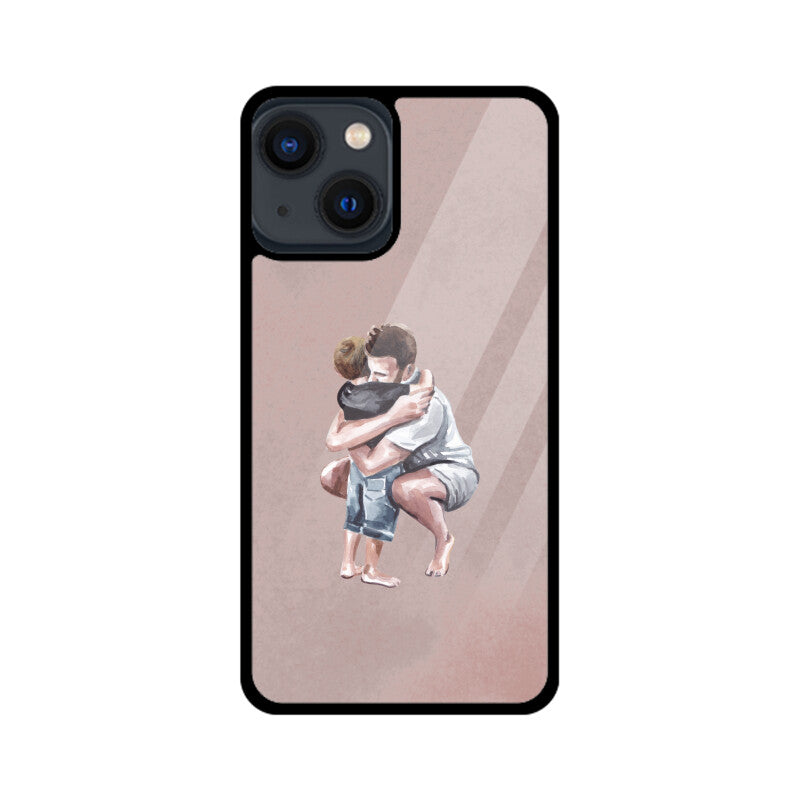 Light Brown Colorful Soft Watercolor Texture Background Dad and Son Phone Case