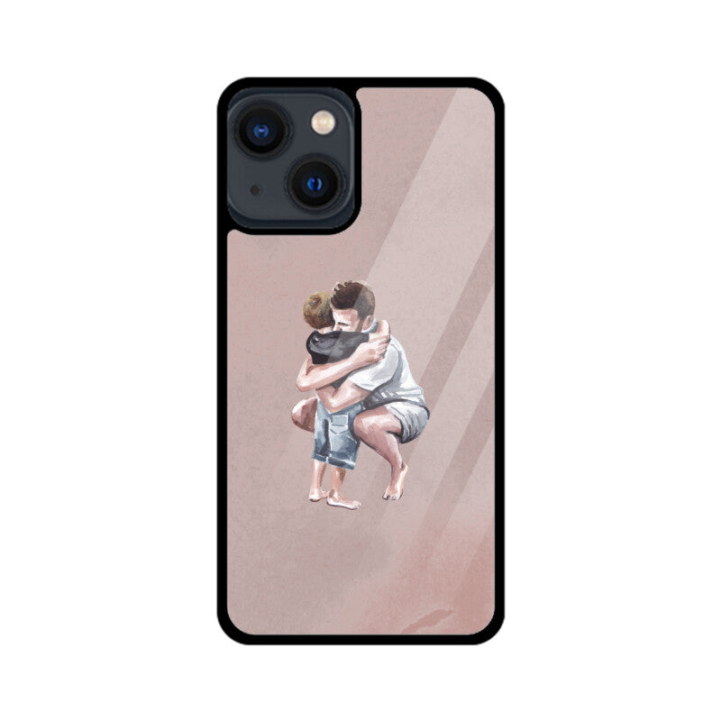 Light Brown Colorful Soft Watercolor Texture Background Dad and Son Phone Case