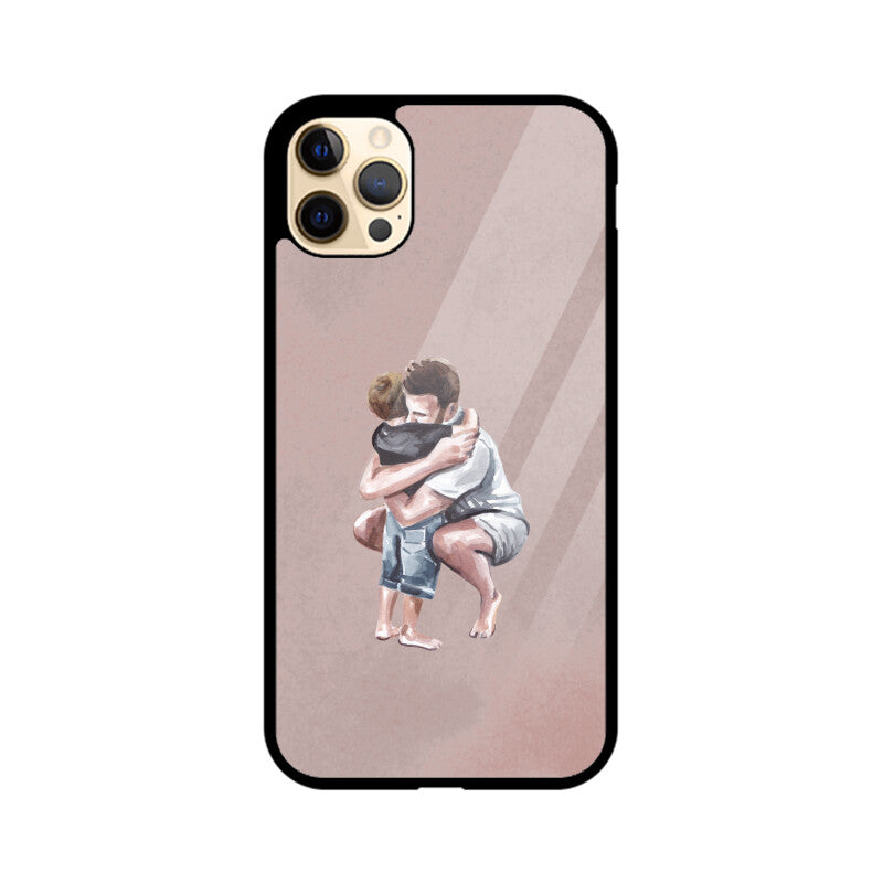 Light Brown Colorful Soft Watercolor Texture Background Dad and Son Phone Case