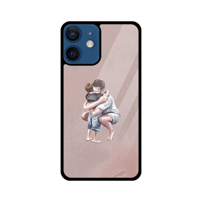 Light Brown Colorful Soft Watercolor Texture Background Dad and Son Phone Case