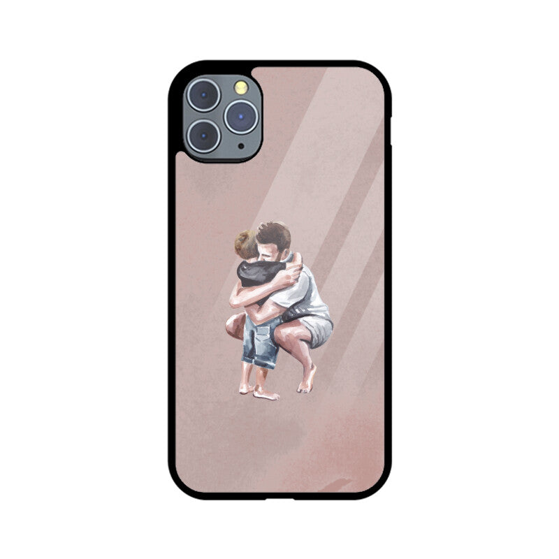 Light Brown Colorful Soft Watercolor Texture Background Dad and Son Phone Case