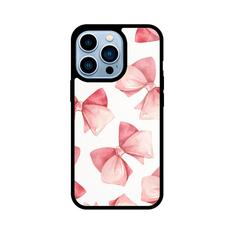 Pastel Pink Ivory Watercolor Bow Coquette Aesthetic Phone Case